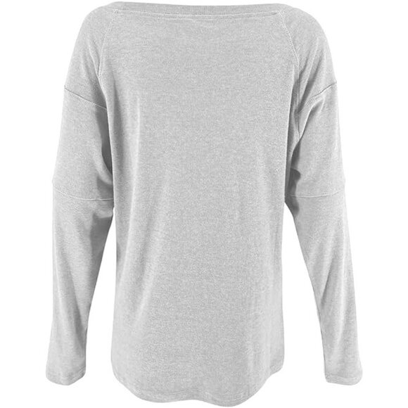 Women's Casual Long Sleeve Tunic Top Cute Crew Neck Comfy Shirts Charcoal Large - Picture 2 of 3